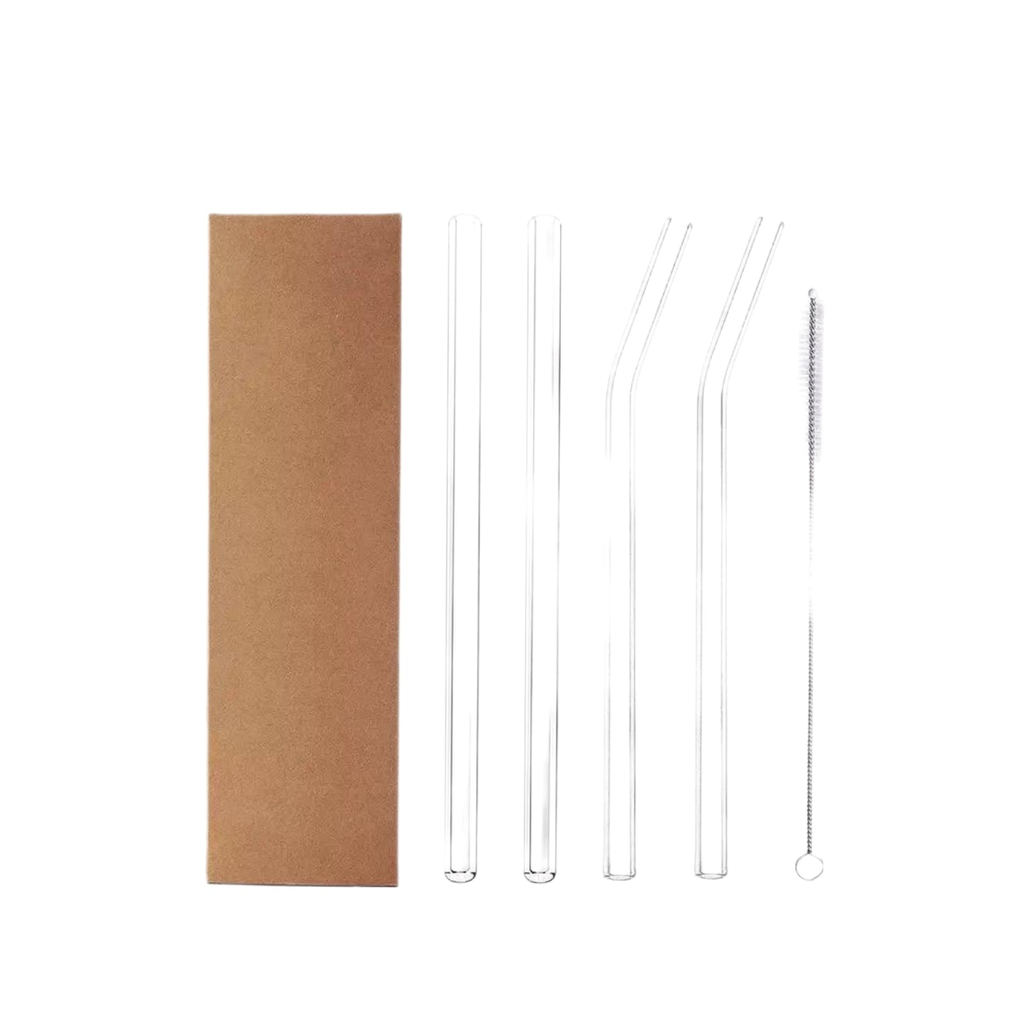 Conjunto De 4 Pajitas + 1 Cepillo, Pajitas De Vidrio Transparente De Borosilicato De Alta Resistencia Al Calor, Lavables Y Reutilizables Para Beber Jugos