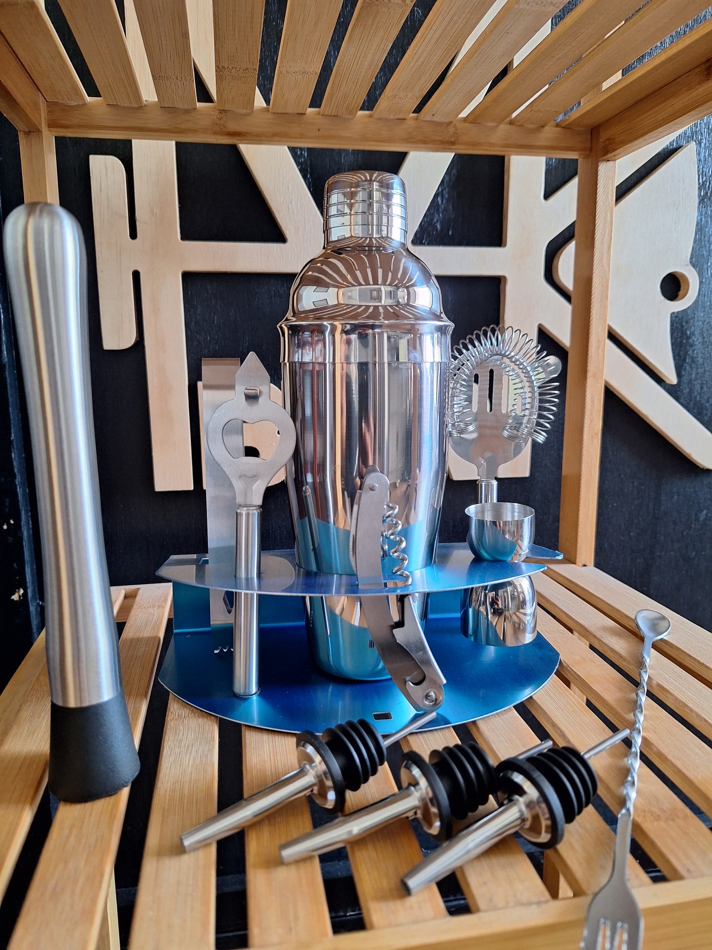 Kit de bartender + base de acero inox