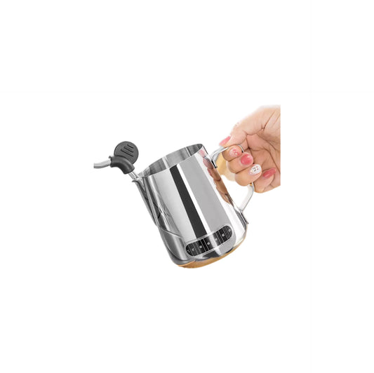 LECHERO DE ACERO INOXIDABLE PARA ARTE LATTE CON TERMÓMETRO 300 a 600 ML